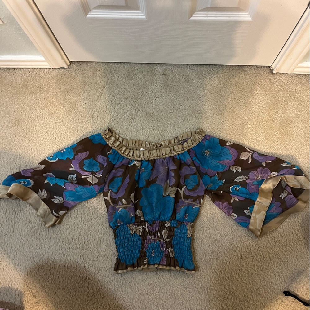 Mary-Kate and Ashley Floral Off The Shoulder 2000s Top